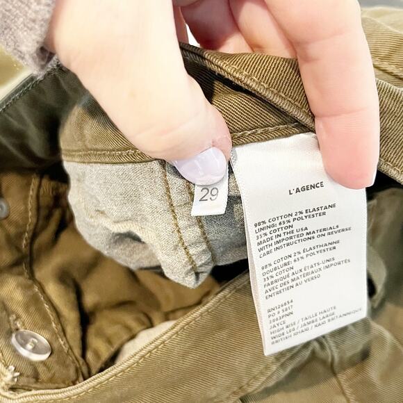 L'Agence Jayce High Rise Pleated Chino Wide Leg Pants Green 29 / 8 - Picture 5 of 11